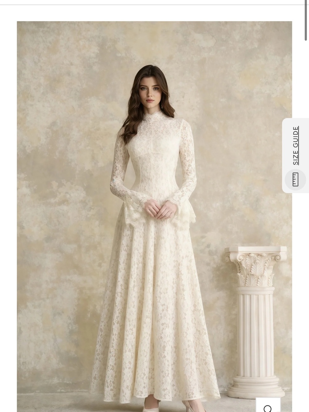 Ivory Lace Maxi Dress with Feminine Bell Sleeves - Picture 7 of 8